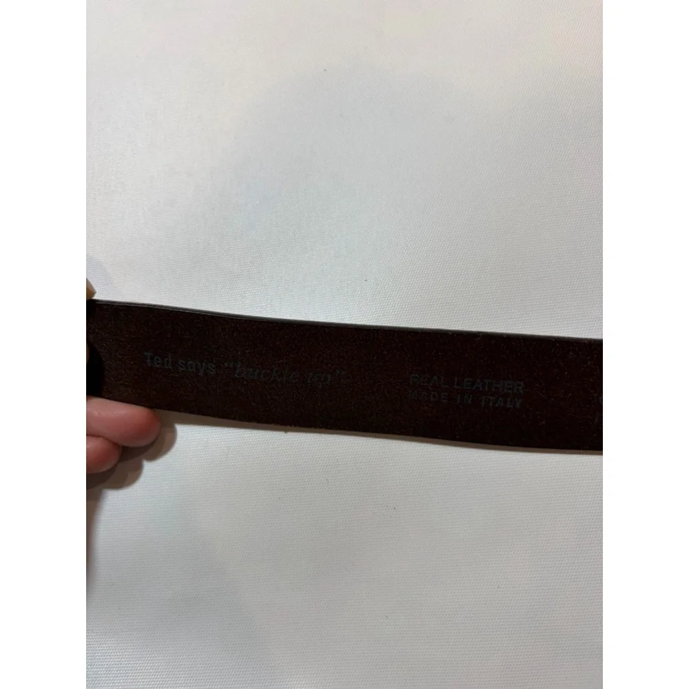 Ted Baker London Brown Leather Belt Purple Stitch Size 38 Classic